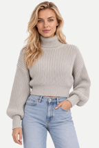 Virelle | Turtleneck Cropped Knit Sweater