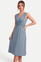Velmira | Pleated V-Neck Midi Dress
