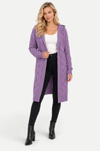 Marielle | Hooded Cable Knit Long Cardigan