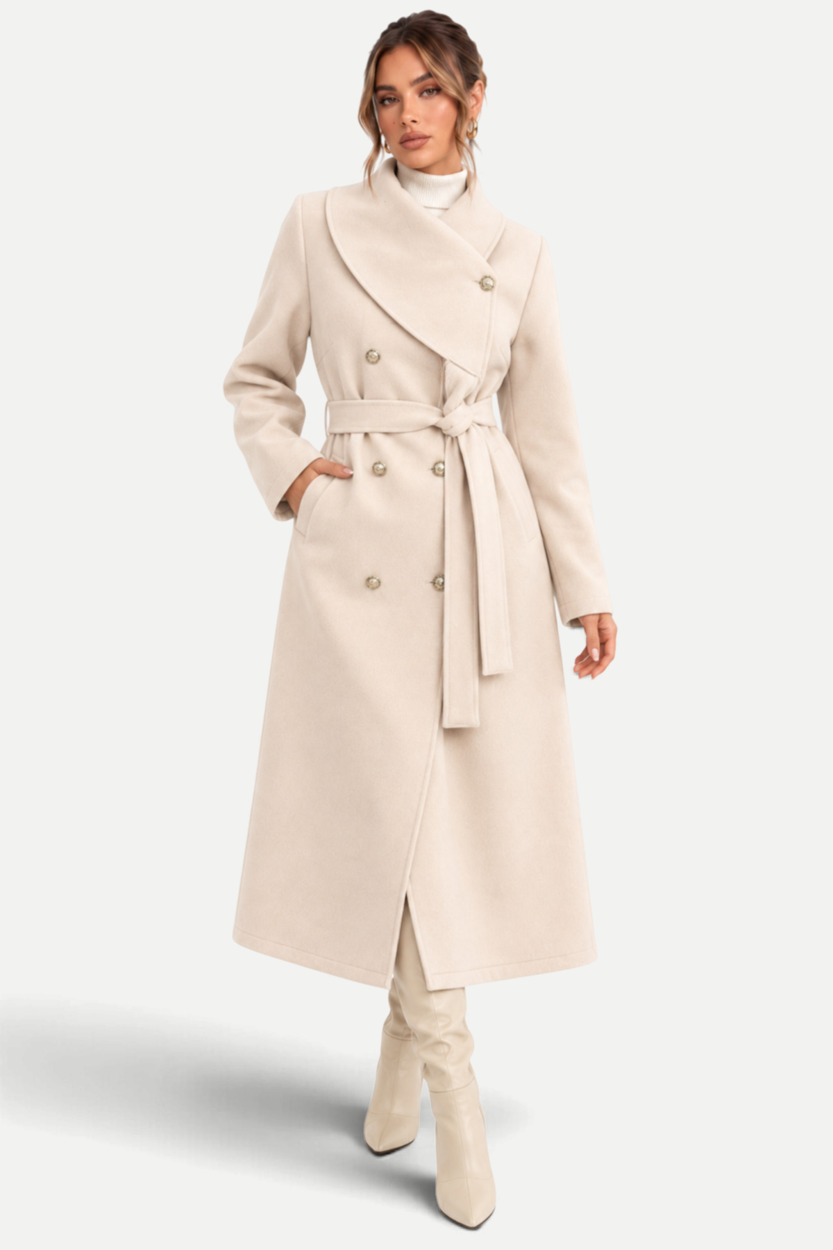 Elowen | Double-Breasted Asymmetrical Collar Coat