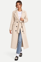 Elvaira | Double-Breasted Belted Long Coat