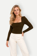 Evienne | Ribbed Square Neck Sweater