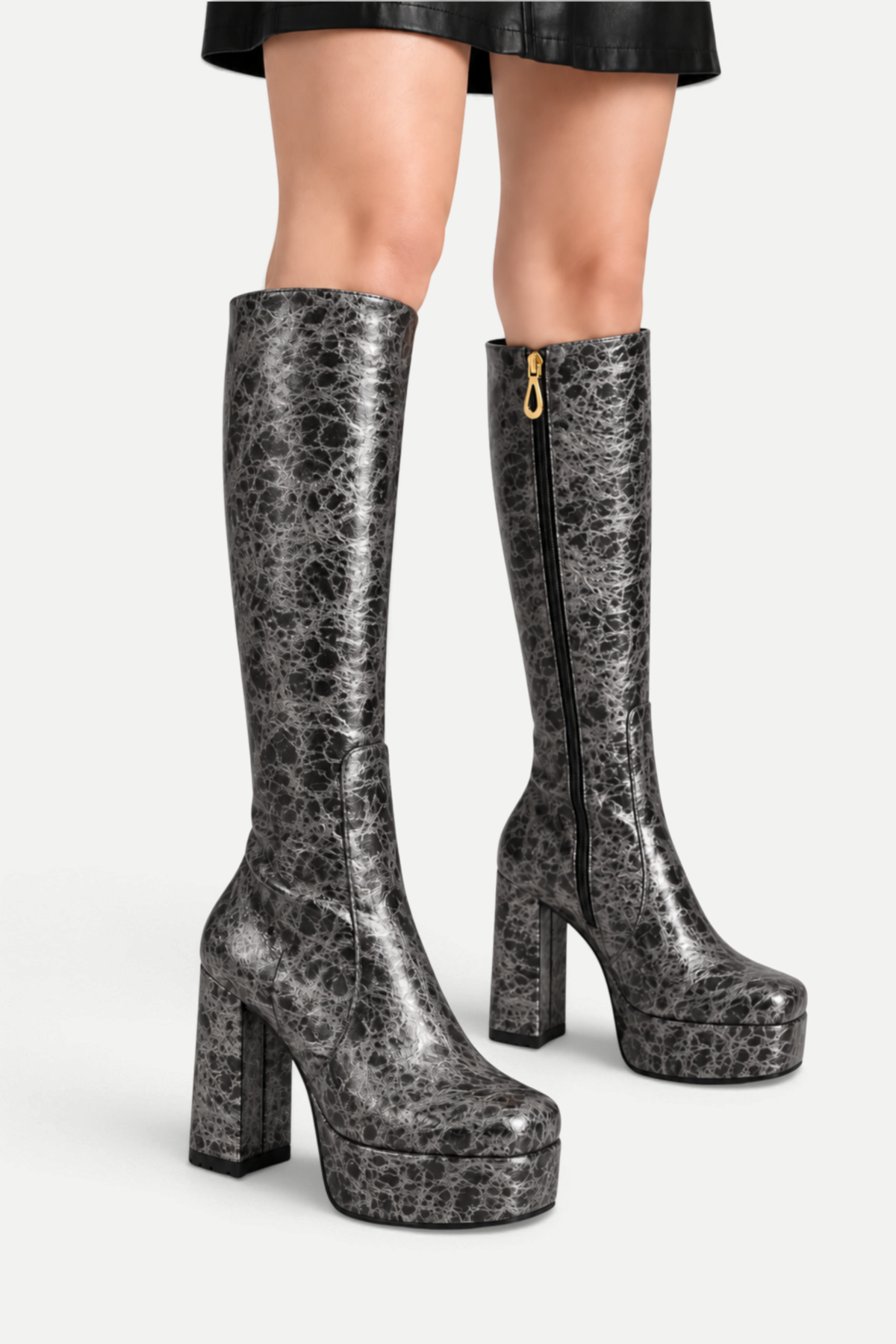 Calyssia | Platform Knee High Chunky Heel Boots