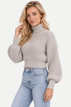 Virelle | Turtleneck Cropped Knit Sweater