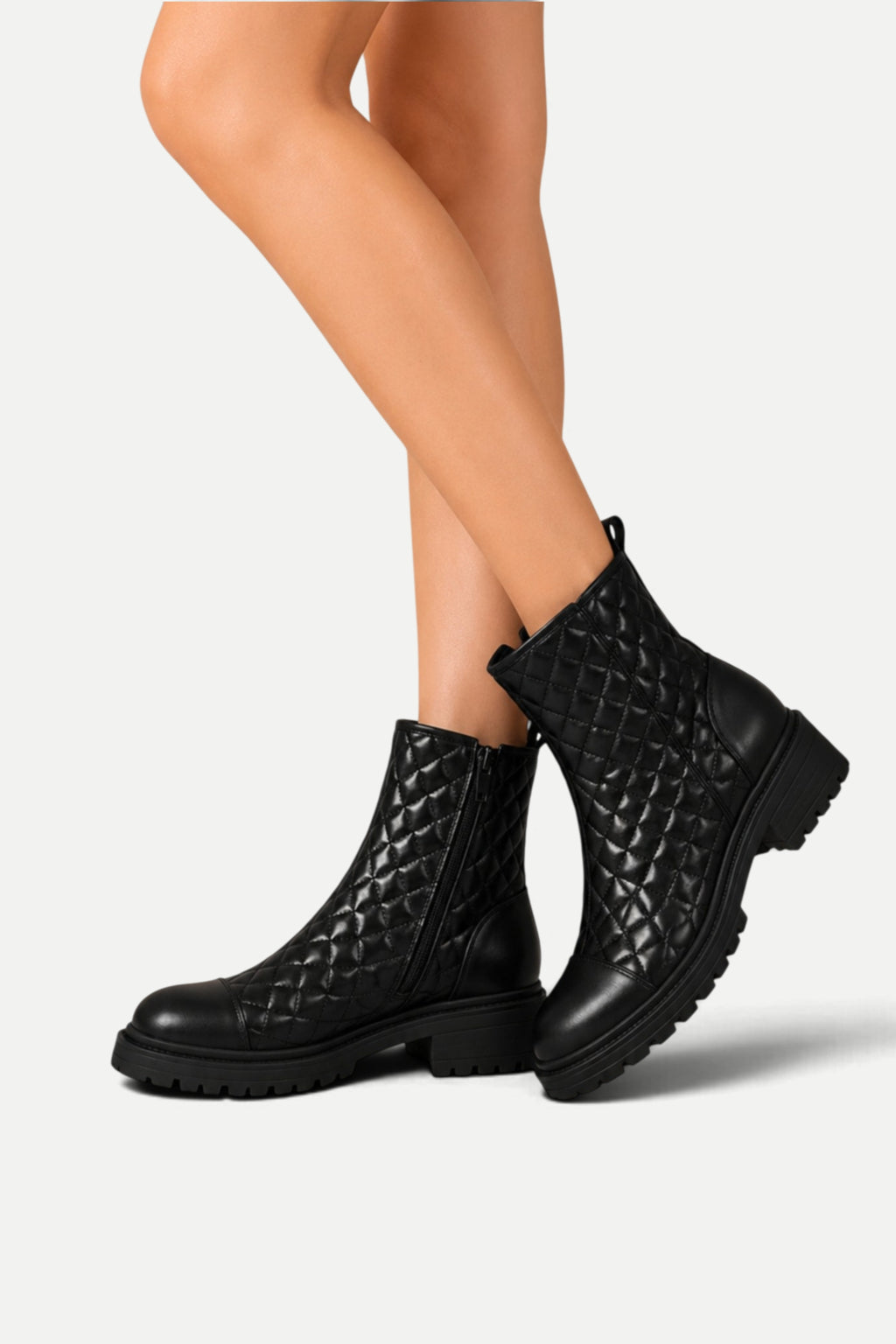 Sienna | Rhombus Pattern Side-Zip Martin Boots