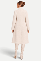 Maristelle | Faux Fur Collar Embossed Long Coat