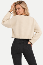 Elowyn | Color-Block Cropped Knit Pullover Sweater