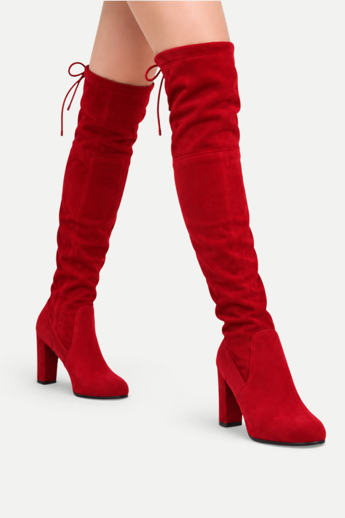 Zélavienne | Lace-Up Back Over-the-Knee Block Heel Boots