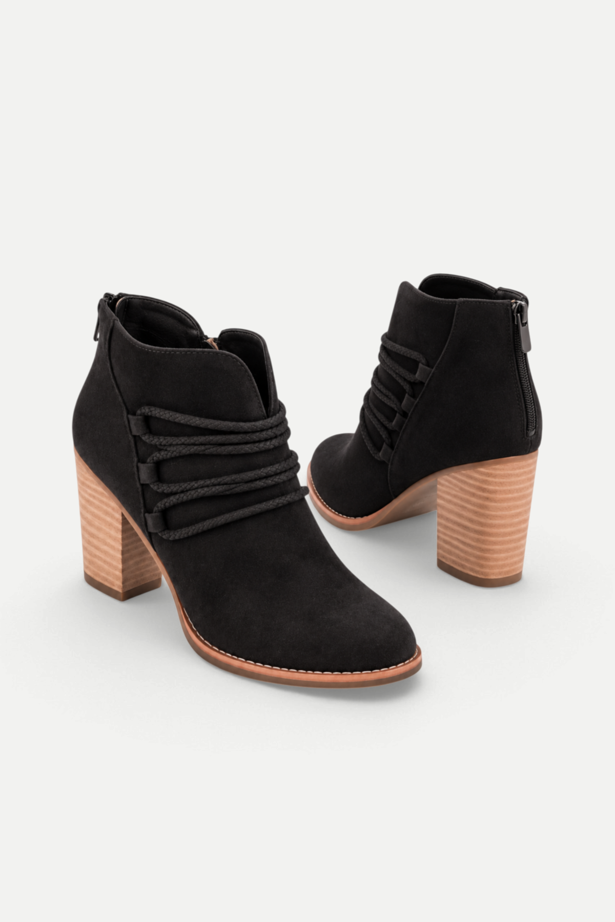 Aurevienne | Braided Strap Chunky Heel Ankle Boots