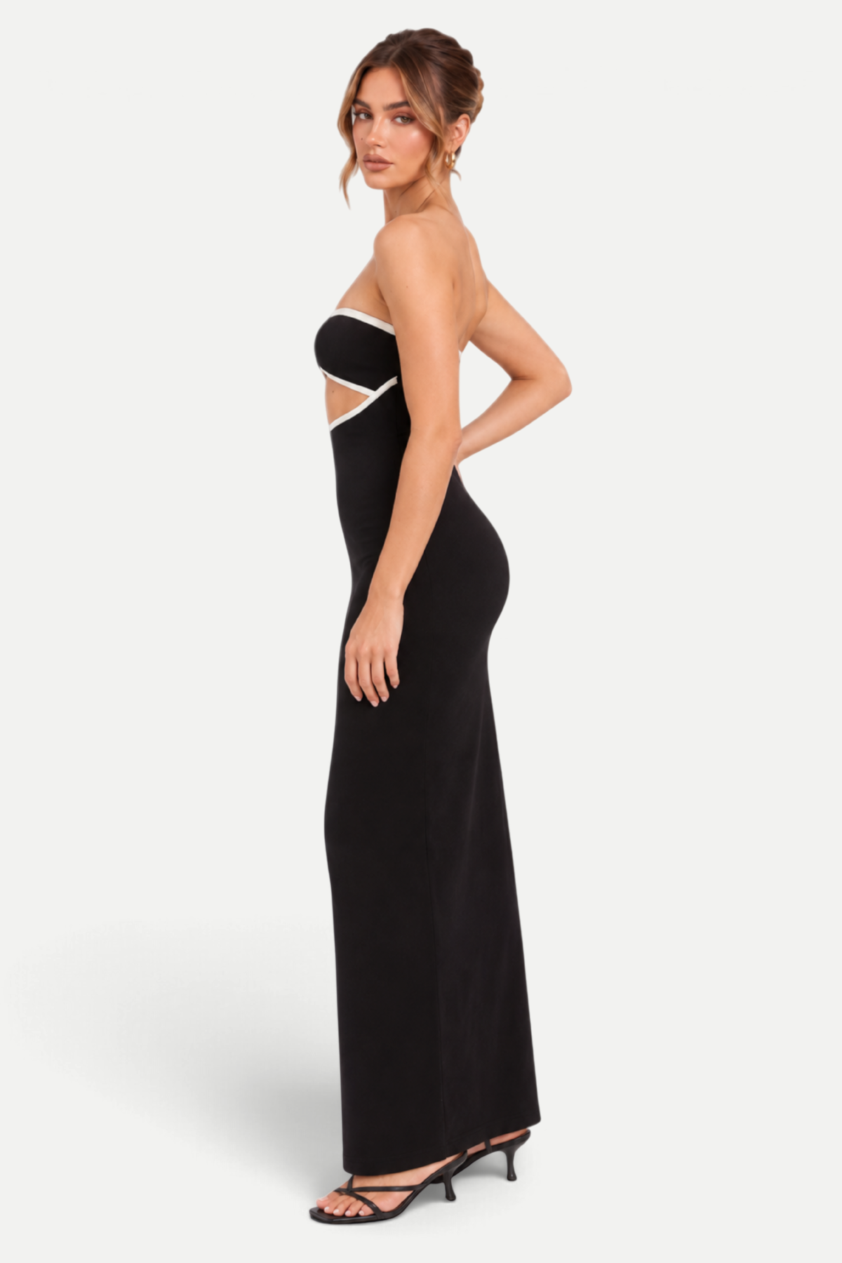 Cressida | Strapless Knitted Dress with Geometric Pattern