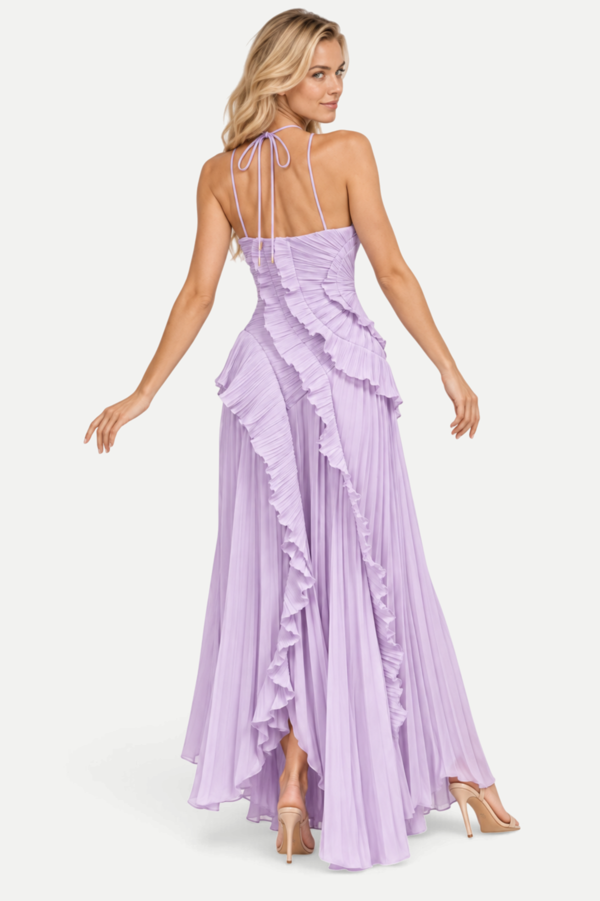 Varelia | Pleated Halterneck Midi Dress