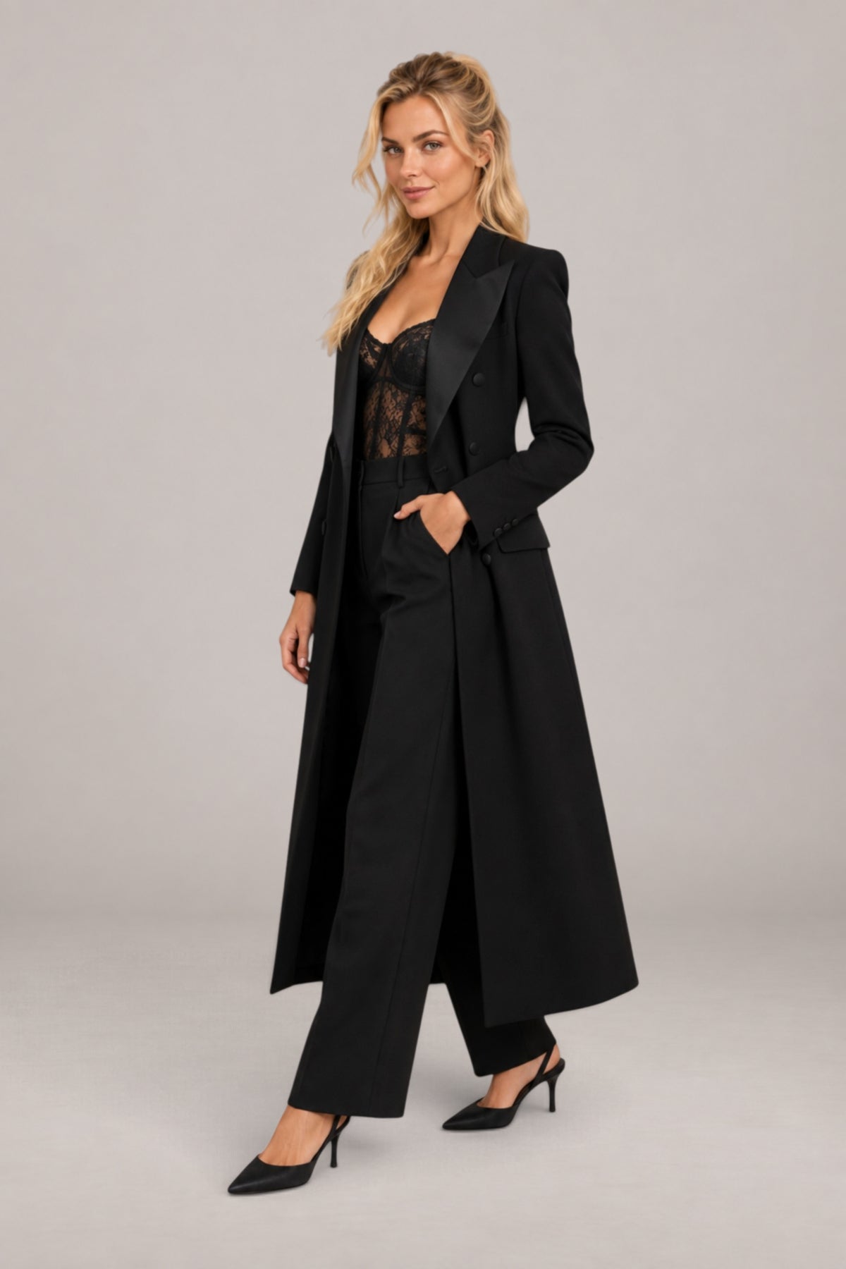 Brielle | Double-Breasted Tailored Long Coat