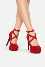 Elisara | Cross Strap Platform High Heels