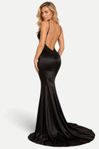 Seraphine | Backless Satin V-Neck Evening Gown