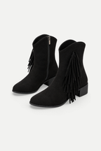 Solvienne | Tassel Suede Mid-Calf Chunky Heel Boots