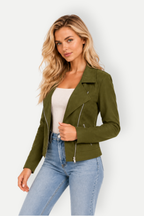 Cavella | Suede-Look Biker Jacket with Zip Pockets