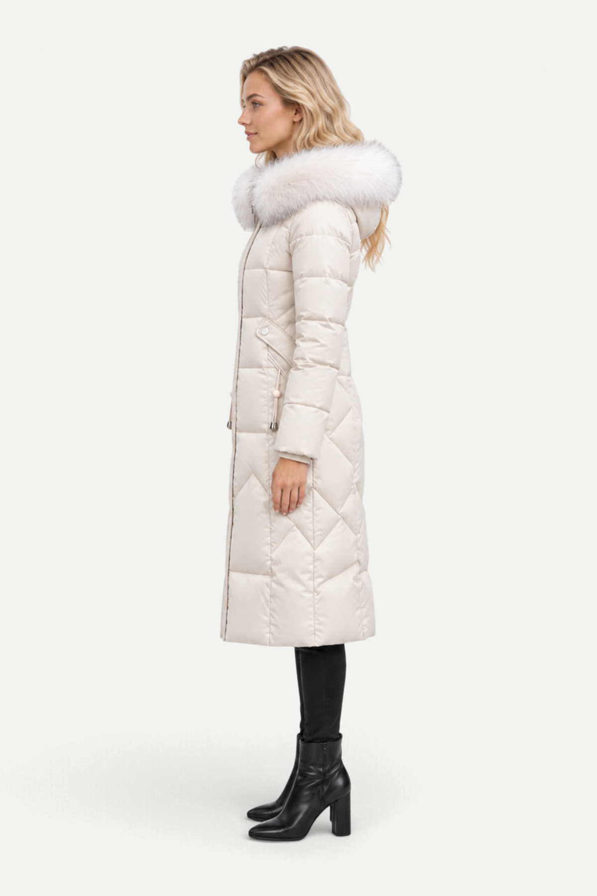 Virella | Long Padded Coat with Fur Collar