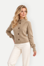 Thalia | Stand Collar Button-Up Knit Cardigan