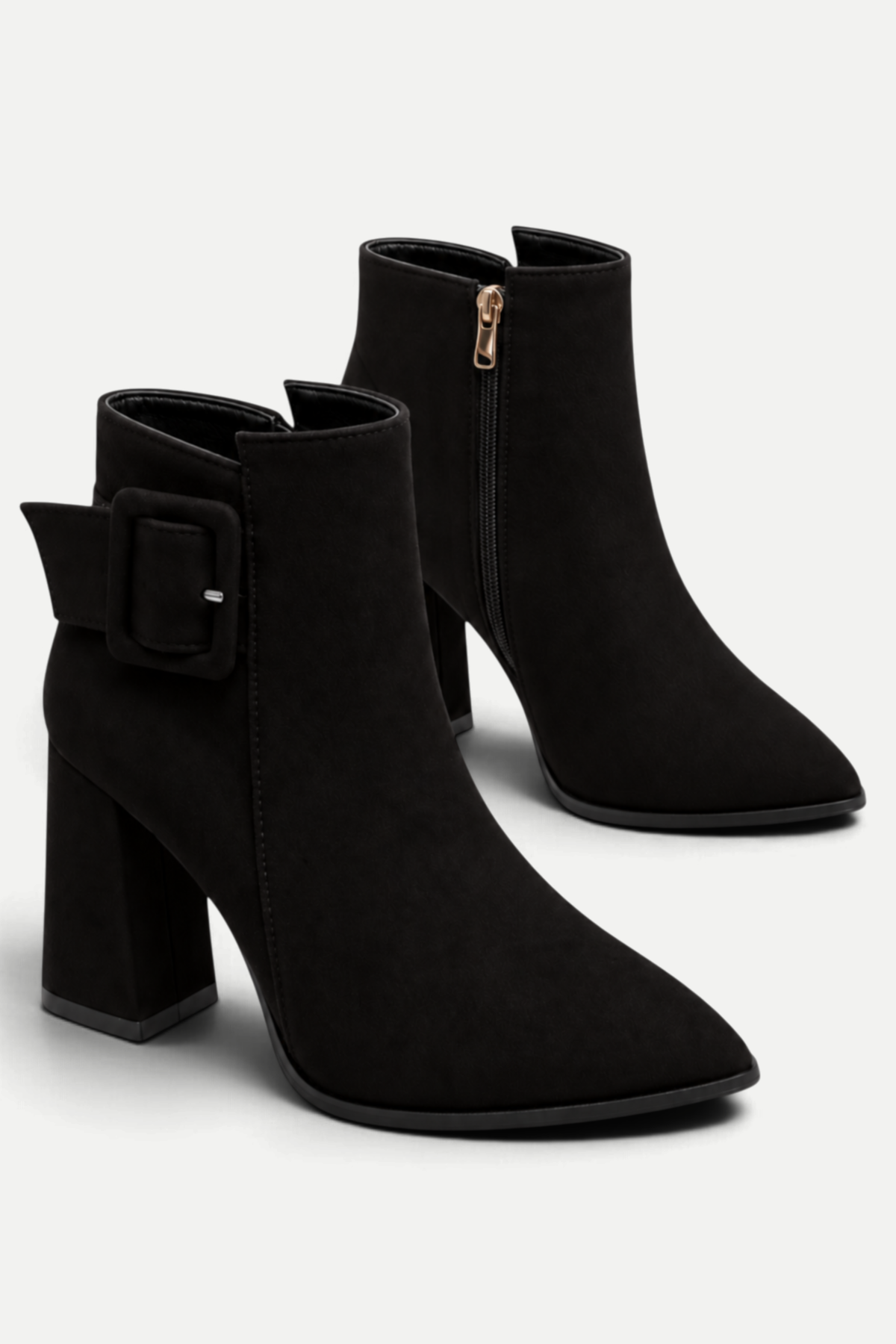 Alessia | Pointed-Toe Suede Boots with Buckle Detail