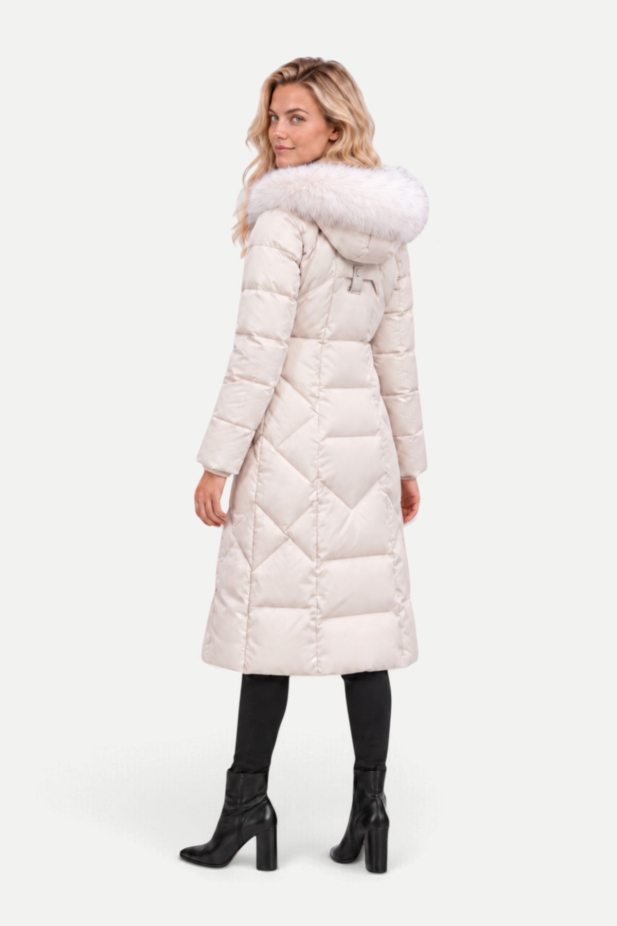 Virella | Long Padded Coat with Fur Collar
