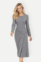 Maribel | Asymmetric Tweed Button Front Midi Coat Dress