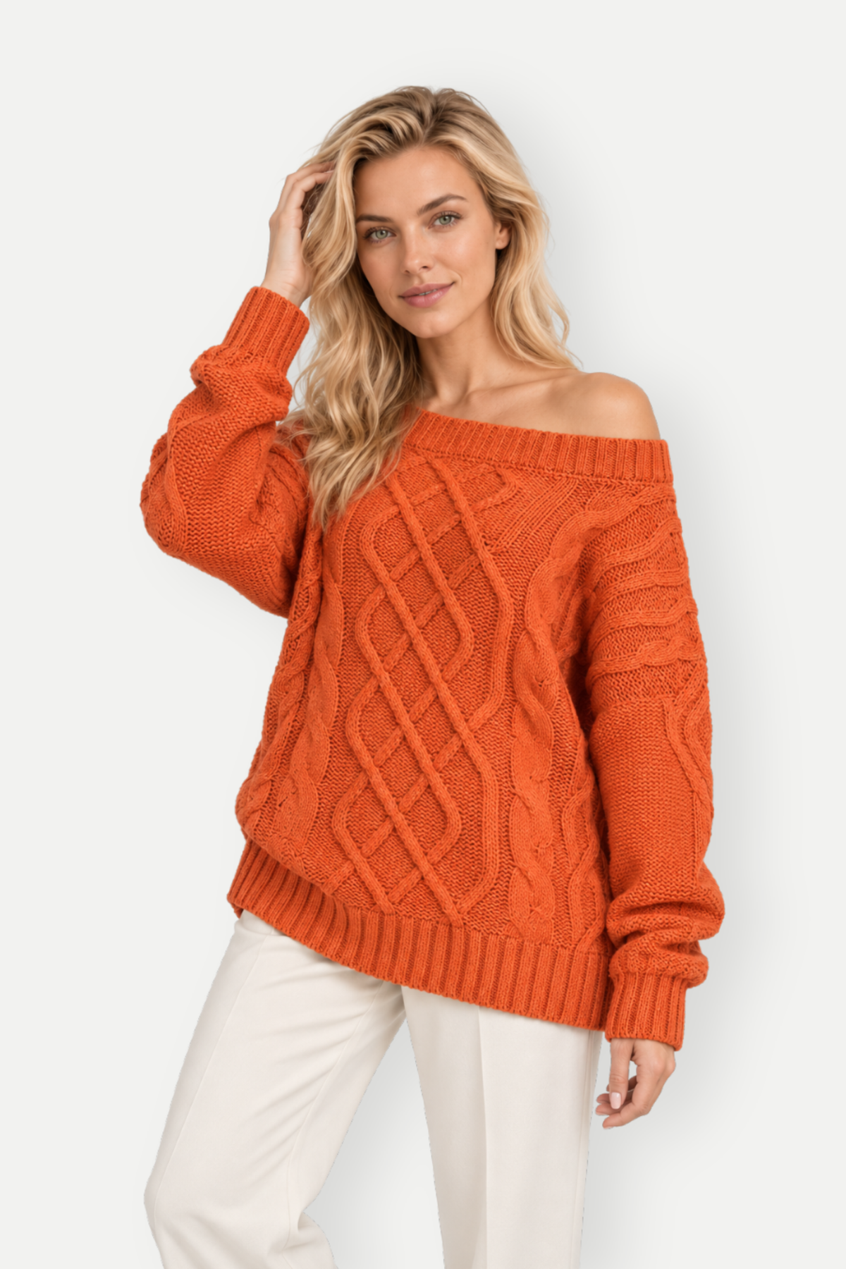 Annelise | Cable-Knit Off-Shoulder Sweater