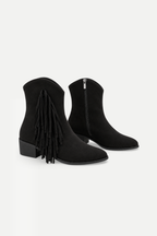 Solvienne | Tassel Suede Mid-Calf Chunky Heel Boots