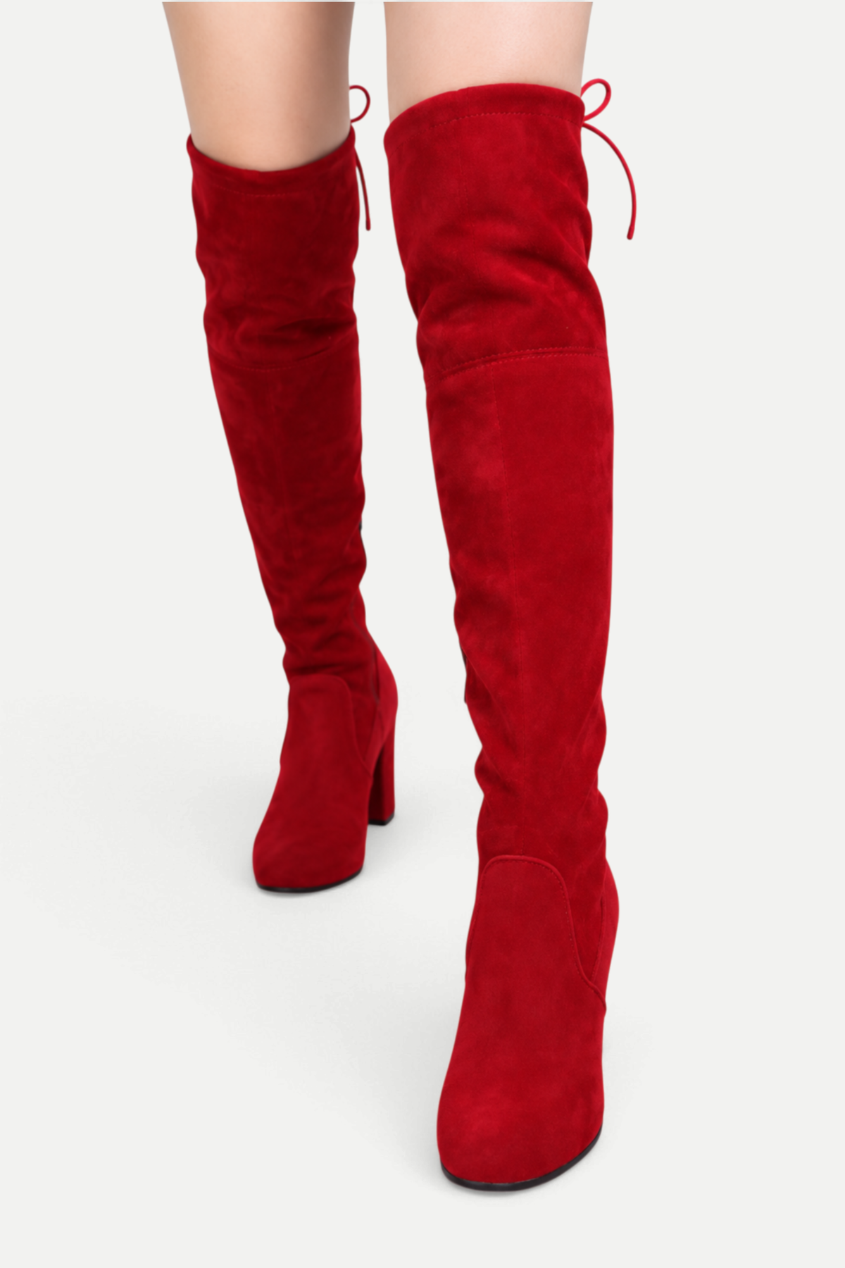 Zélavienne | Lace-Up Back Over-the-Knee Block Heel Boots