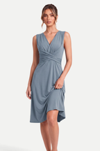Velmira | Pleated V-Neck Midi Dress