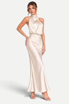 Calista | Halterneck High-Waist Long Dress