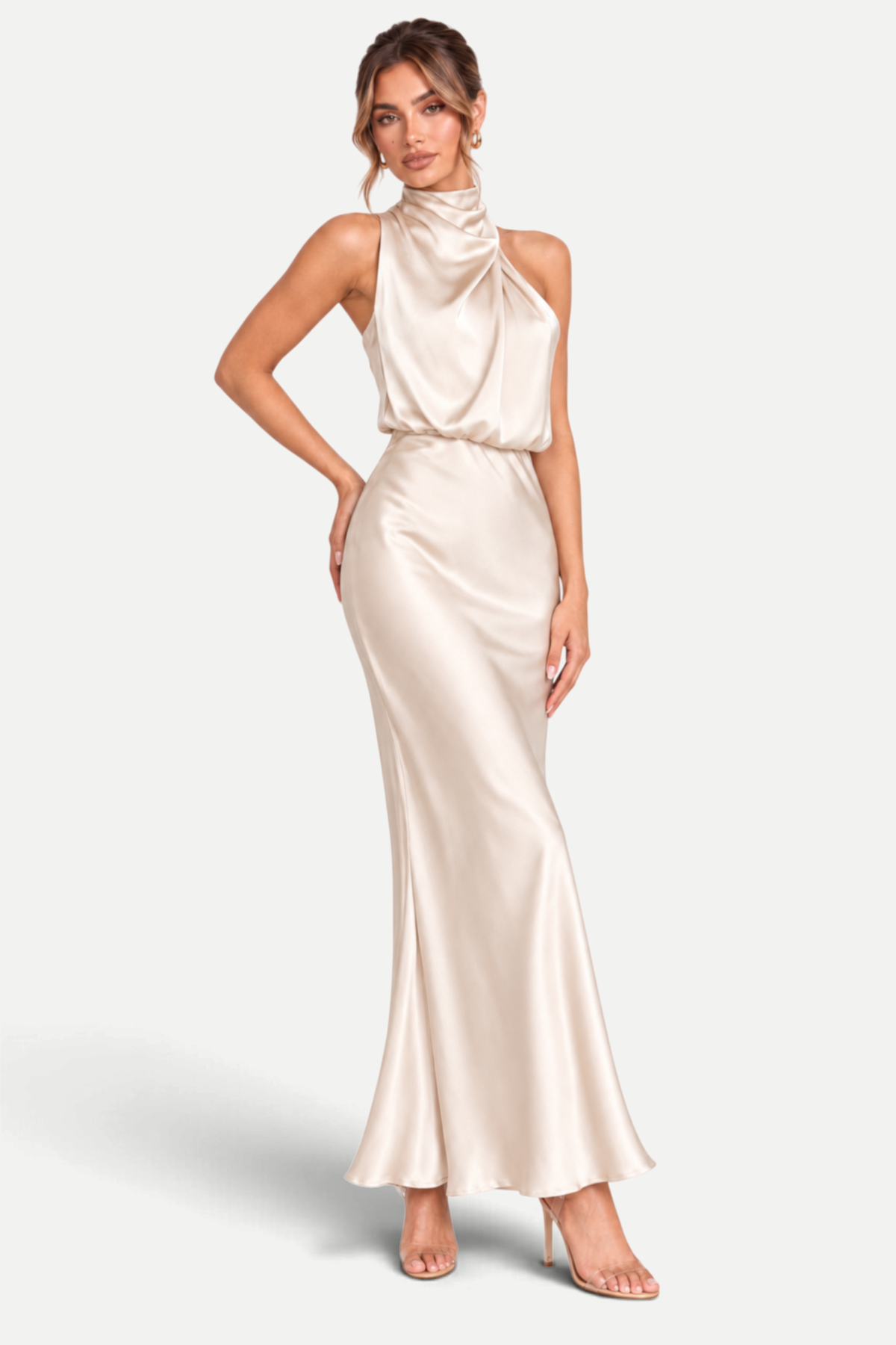 Calista | Halterneck High-Waist Long Dress