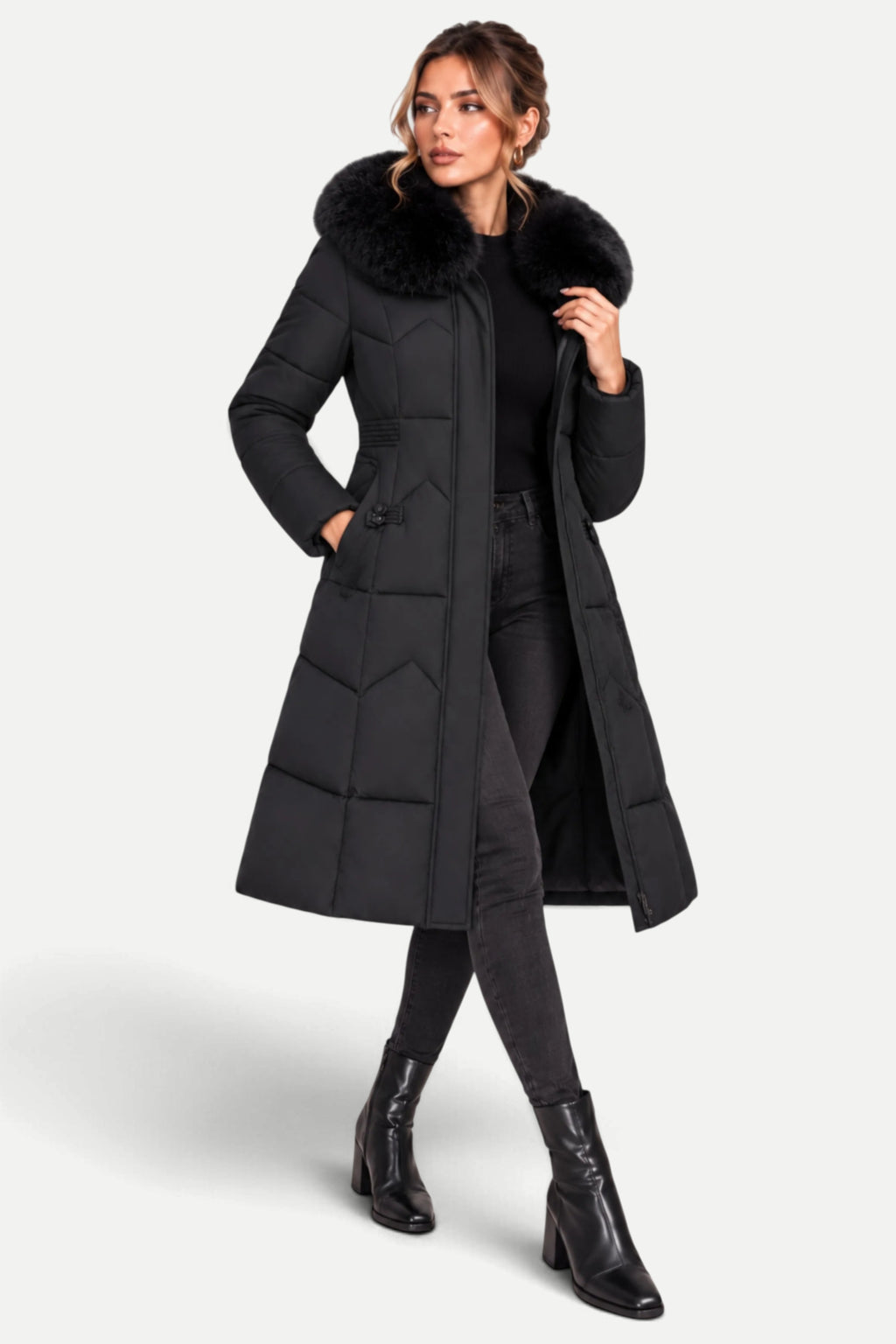 Isabelle | Winter Padded Coat with Fur Collar