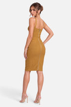 Solène | Ruched Strappy Midi Dress