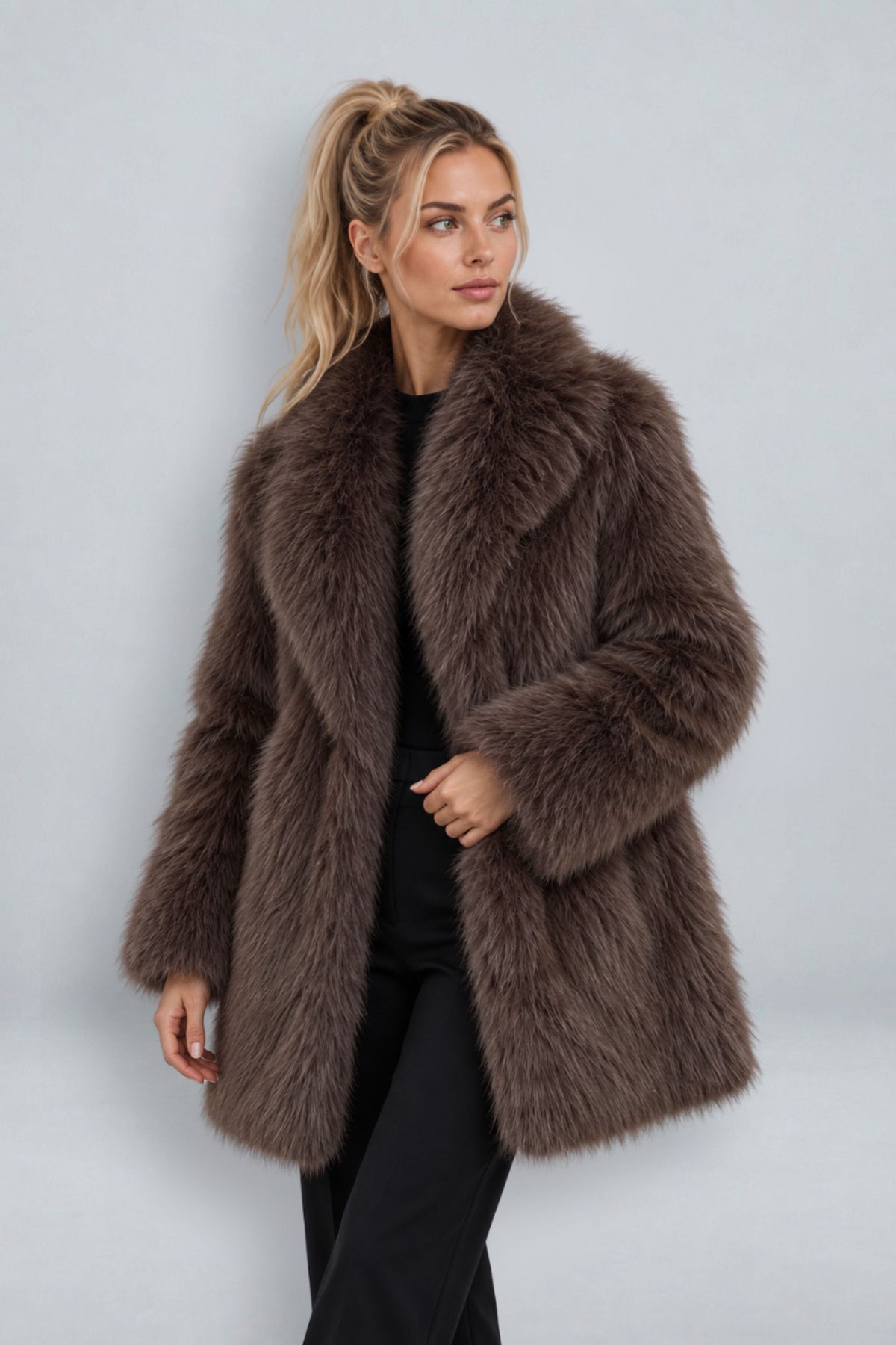 Thaïs | Mid Length Faux Fur Coat