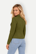 Cavella | Suede-Look Biker Jacket with Zip Pockets