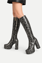 Calyssia | Platform Knee High Chunky Heel Boots