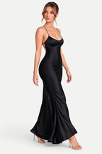 Zéphélia | Satin Cowl Neck Backless Maxi Dress