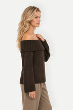 Vivienne | Off-Shoulder Bell Sleeve Knit Sweater