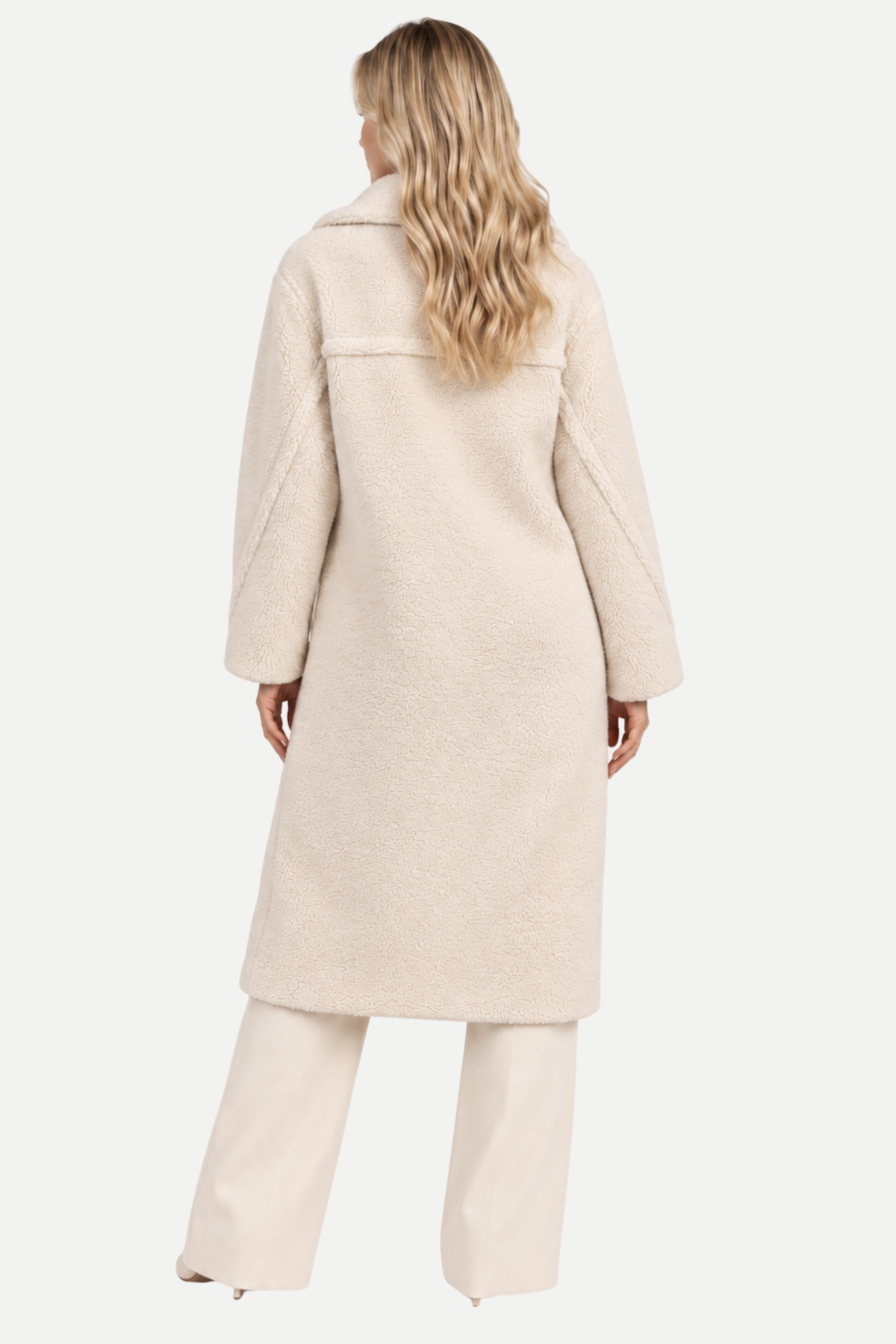 Odette | Long Teddy-Texture Double-Breasted Coat