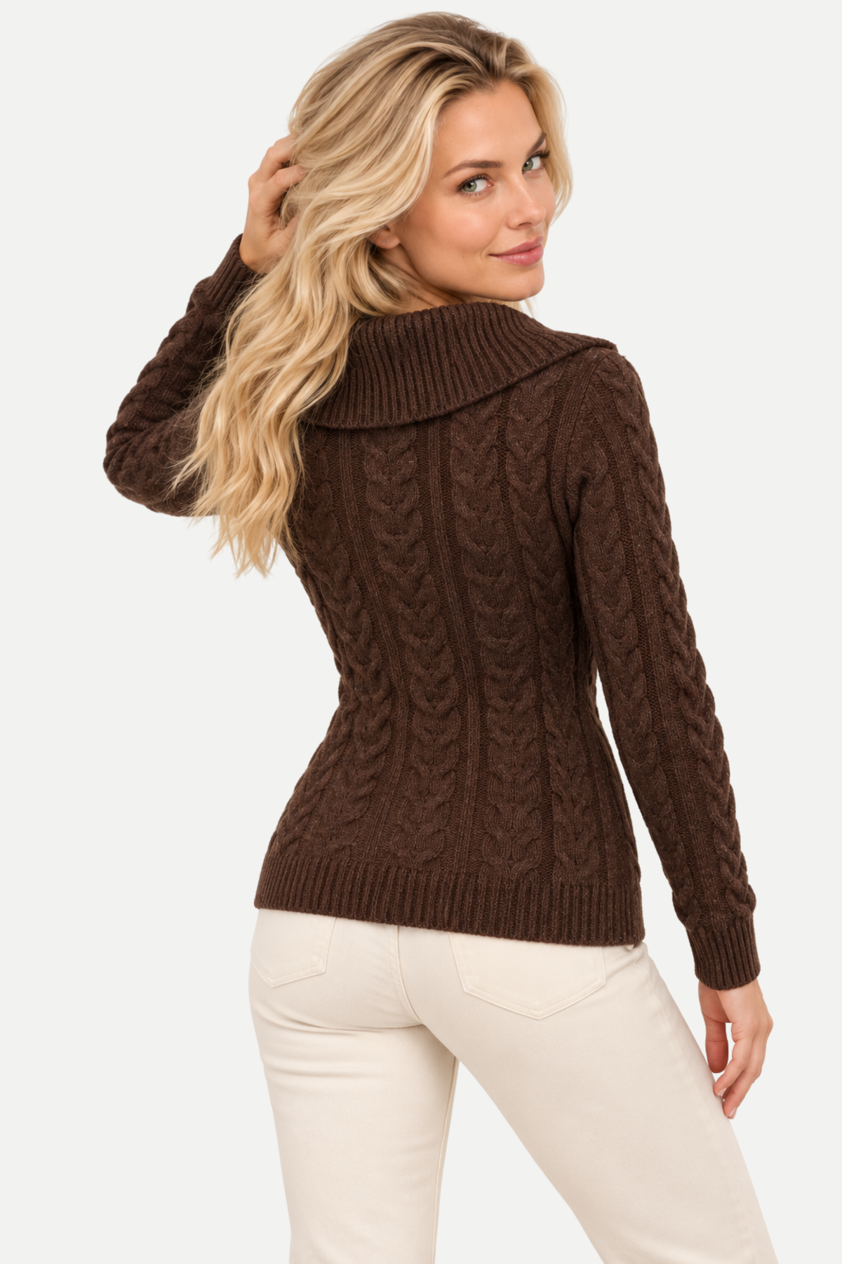 Sylvienne | Cable-Knit Chocolate Brown Sweater
