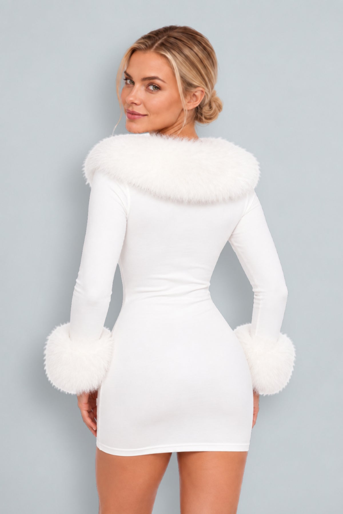 Dahlia | Fur Collar Mini Dress