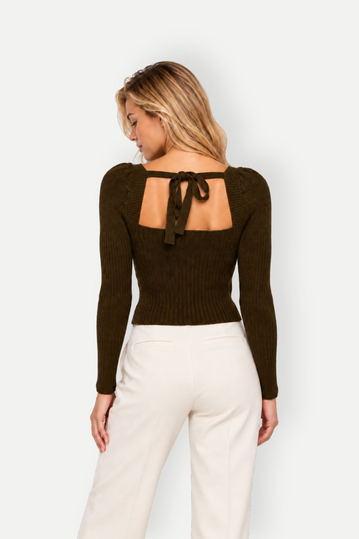Evienne | Ribbed Square Neck Sweater