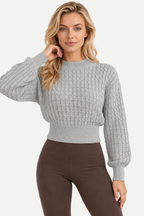 Zarelle | Twist Drawstring Cropped Knit Sweater