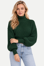 Virelle | Turtleneck Cropped Knit Sweater