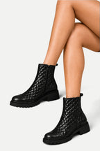 Sienna | Rhombus Pattern Side-Zip Martin Boots