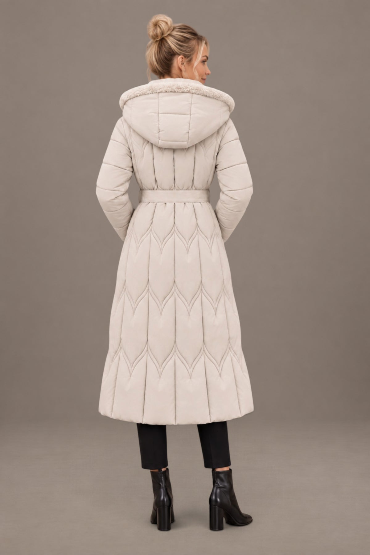 Claudine | Quilted Belted Hooded Winter Coat