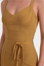Solène | Ruched Strappy Midi Dress