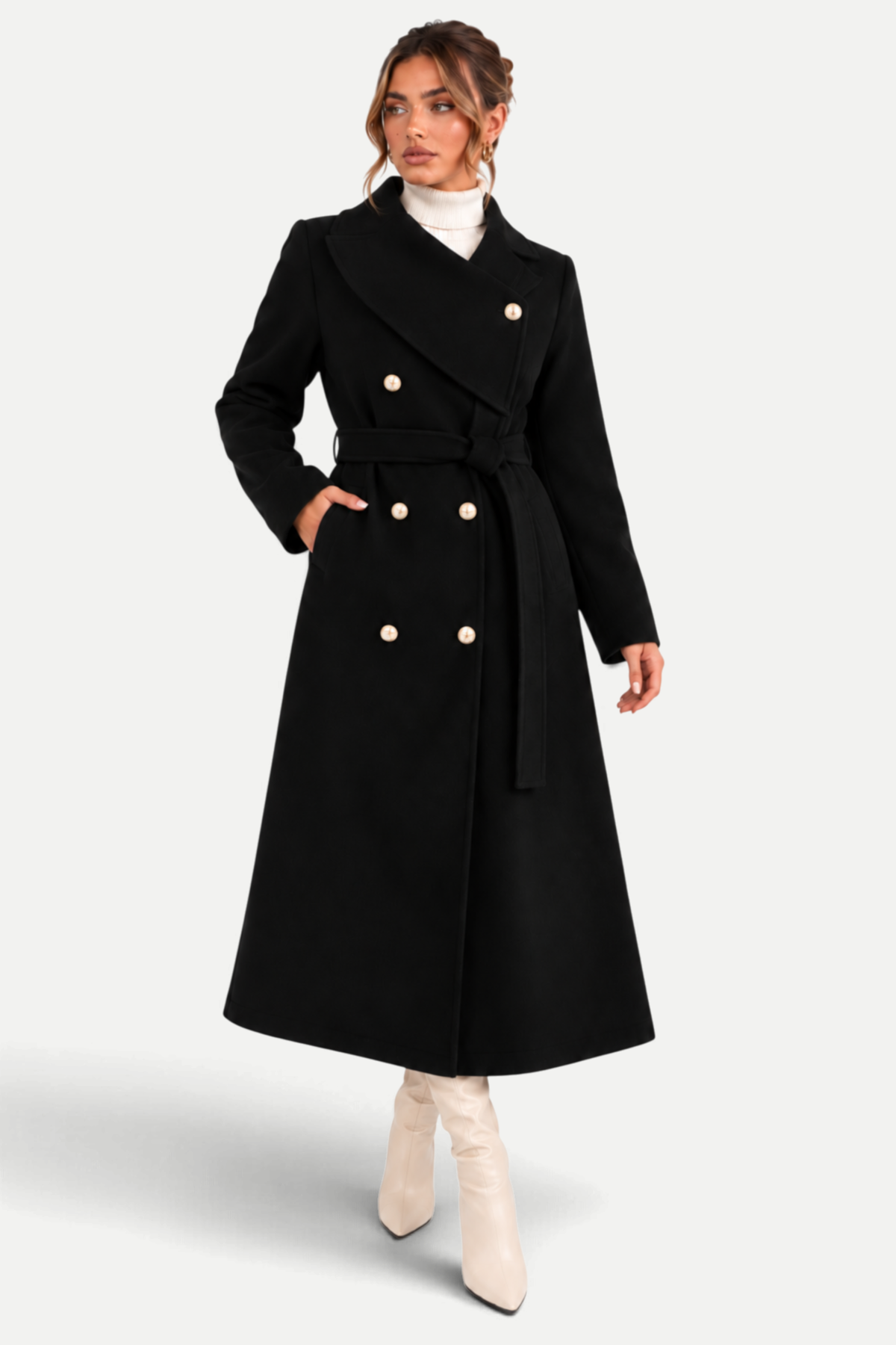 Elowen | Double-Breasted Asymmetrical Collar Coat