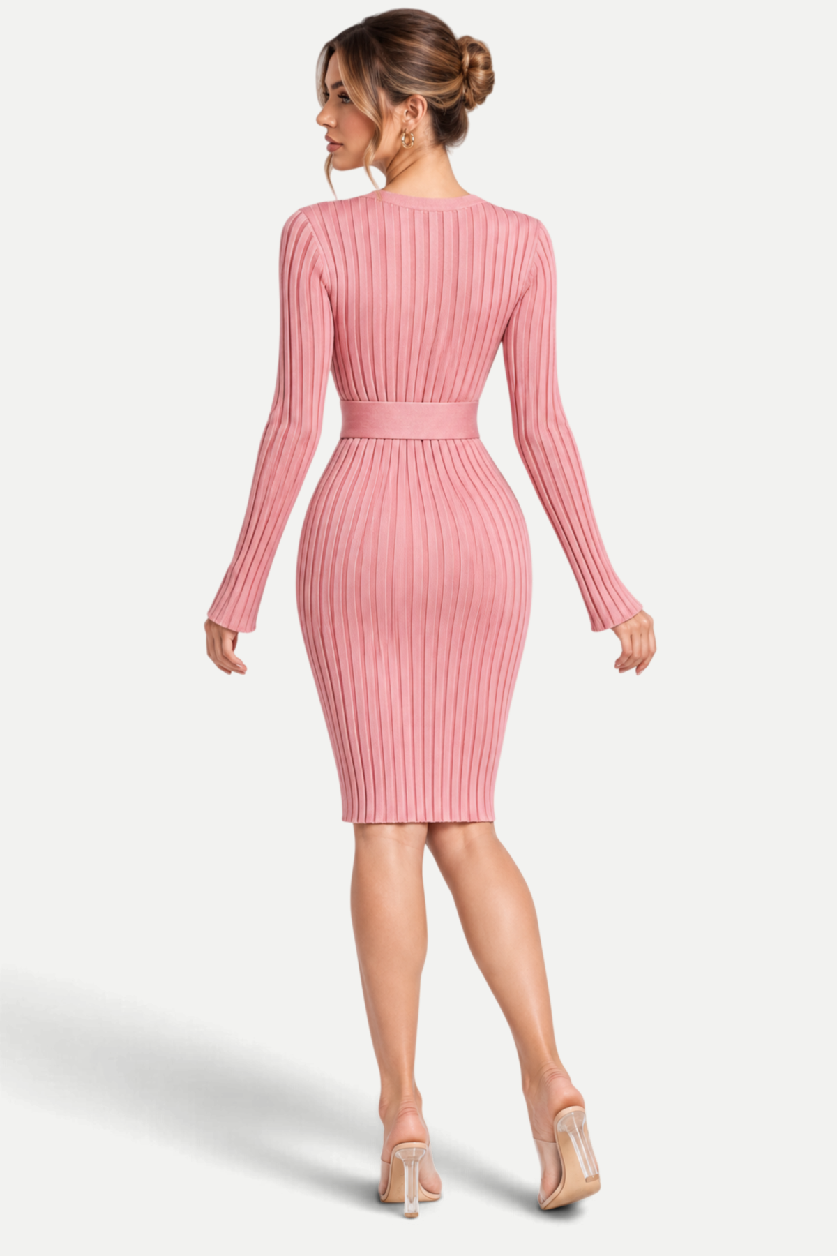 Avelora | Ribbed Belted Midi Dress