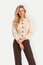 Thalia | Stand Collar Button-Up Knit Cardigan